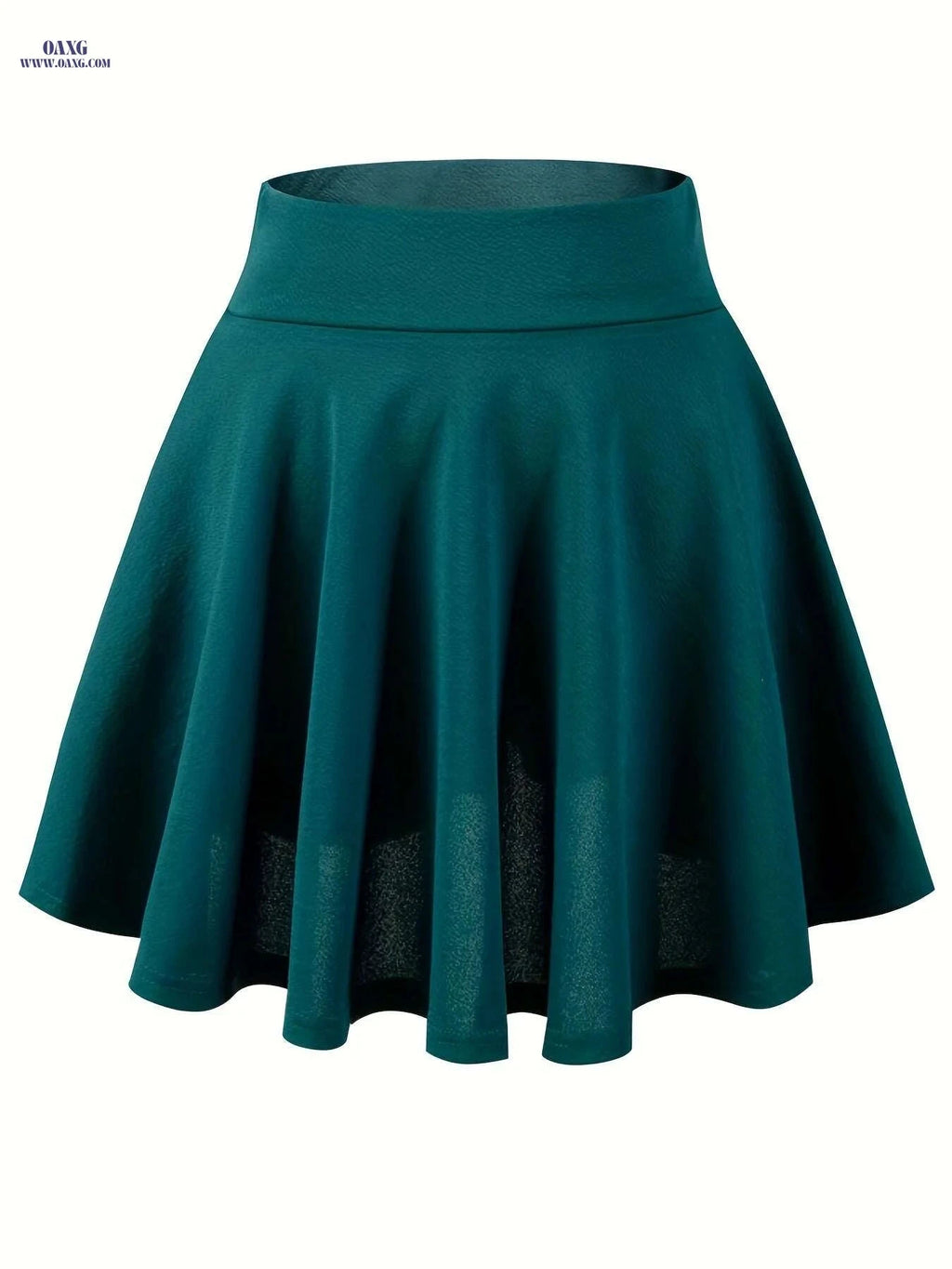 Women's Casual Stretchy Flared Mini Skater Skirt - Solid Black A-Line   OAXG 