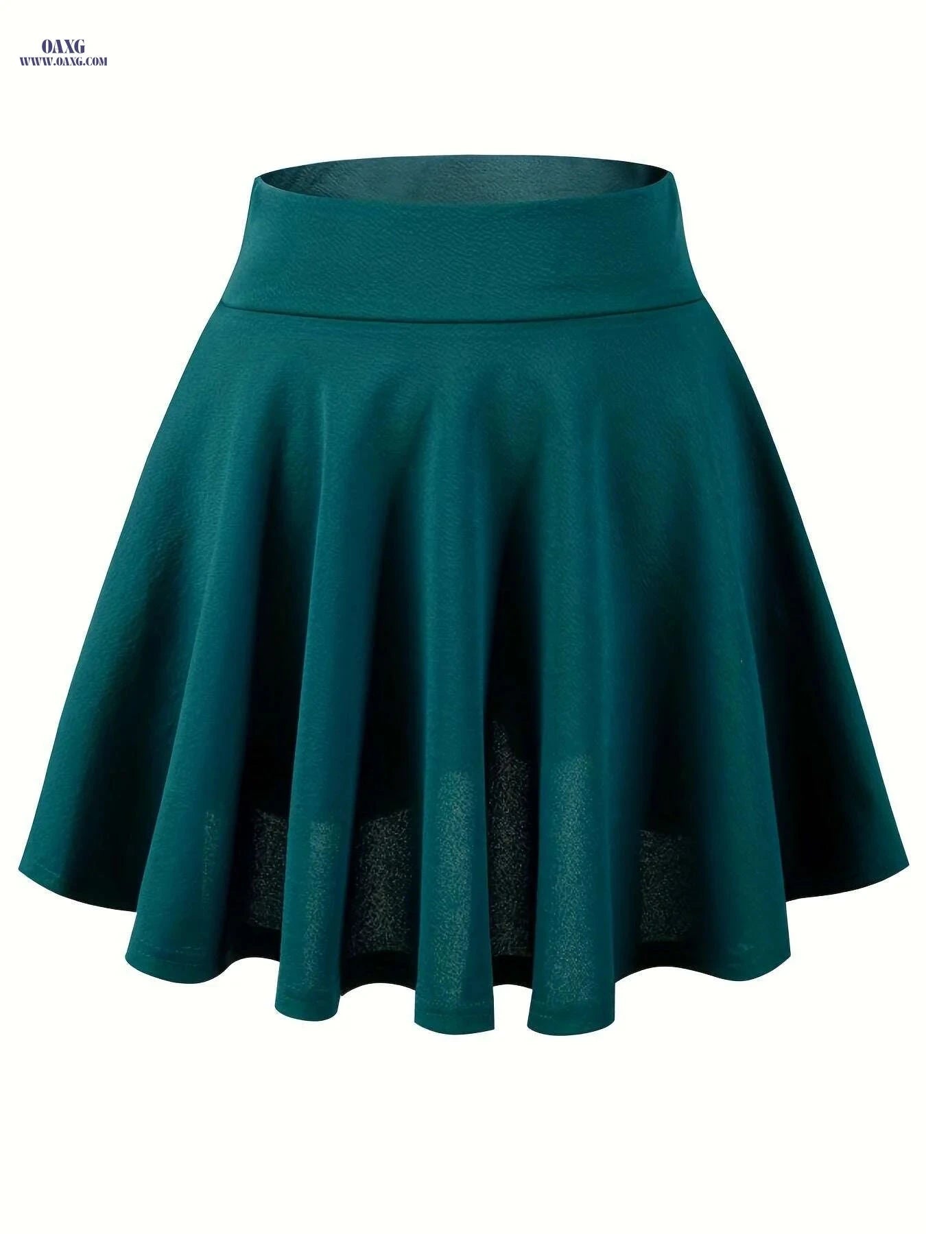Women's Casual Stretchy Flared Mini Skater Skirt - Solid Black A-Line   OAXG 