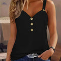 Women's Casual Summer Cami Top - Solid Button Front V-Neck   OAXG 