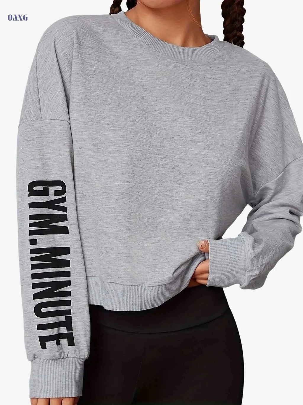 Women's Casual Sweatshirt - Long Sleeve, Letter Print Style   OAXG 