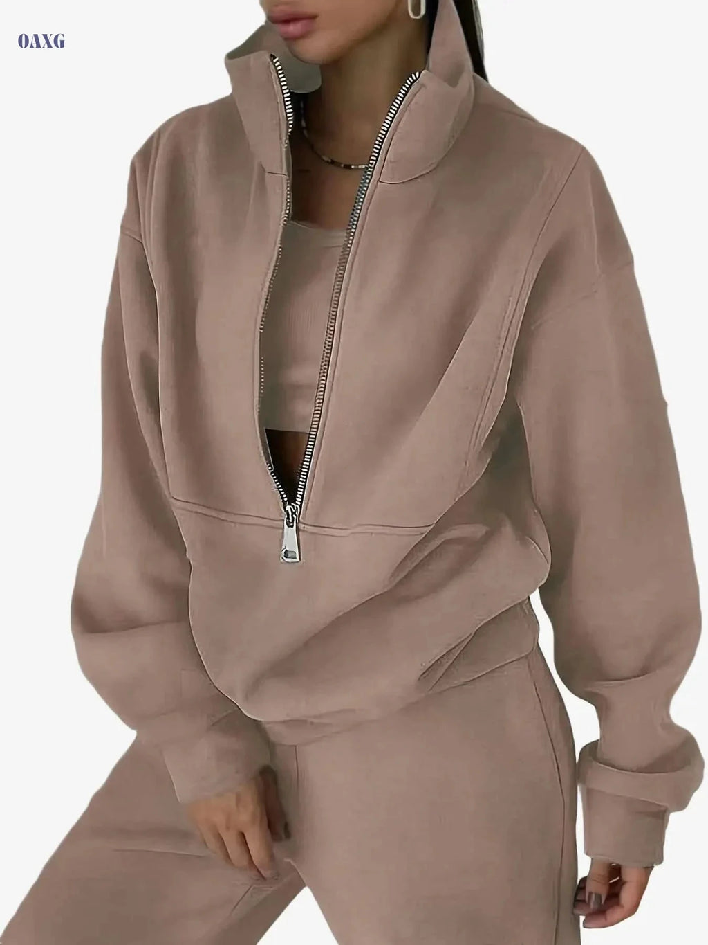 Women's Casual Two-Piece Sweater Suit - Street Style for Fall/Winter   OAXG 