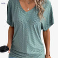 Women's Casual V-Neck Short-Sleeve Top - Ruffle Detail Summer Wear   OAXG 