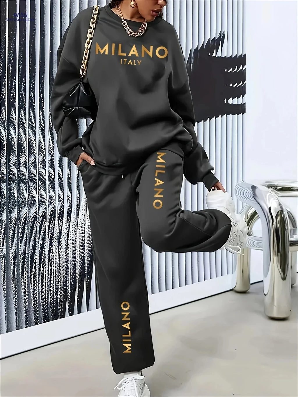 Women's Casual Vacation Set - Thickened Sweatshirt & Sweatpants   OAXG 