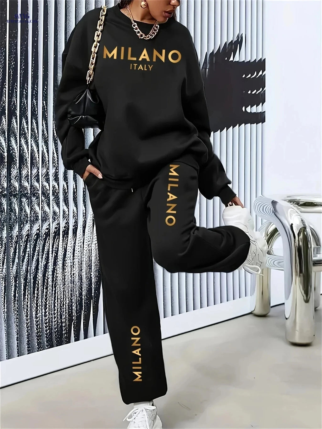Women's Casual Vacation Set - Thickened Sweatshirt & Sweatpants   OAXG 