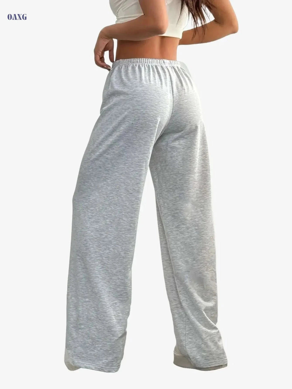 Women's Casual Wide-Leg Joggers - Comfortable Drawstring Pants   OAXG Light Grey / XS