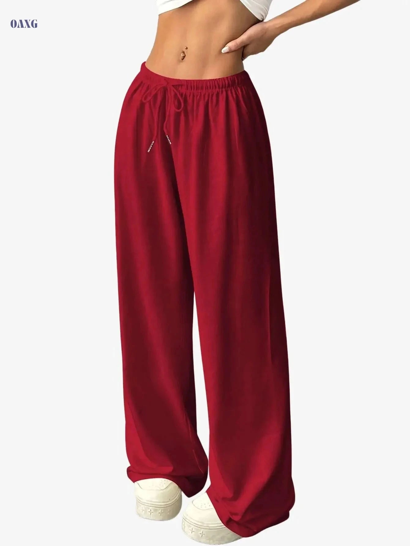 Women's Casual Wide-Leg Joggers - Easy Drawstring for All Seasons   OAXG 