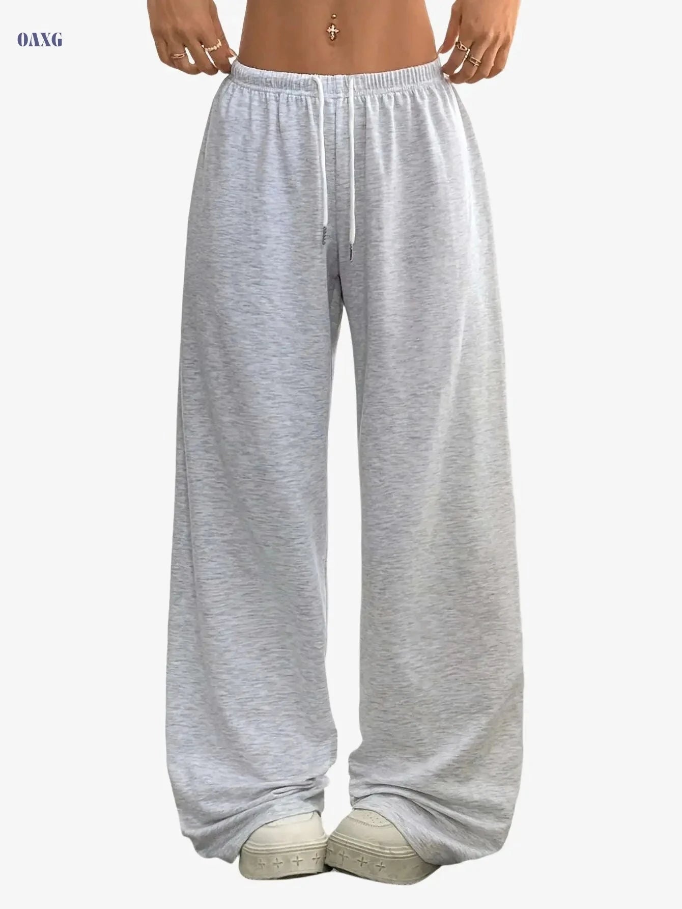 Women's Casual Wide-Leg Joggers - Easy Drawstring for All Seasons   OAXG Black / XS