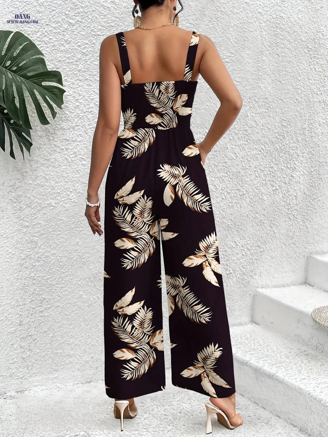 Women's Casual Wide-Leg Jumpsuit - Stylish Vacation Outfit   OAXG 