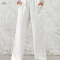 Women's Casual Wide Leg Pants - Drawstring Elastic Waist for Spring   OAXG 