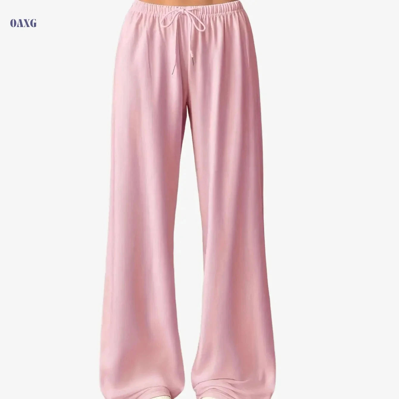 Women's Casual Wide-Leg Pants - Easy Front-Tie & Stretch Fit   OAXG 