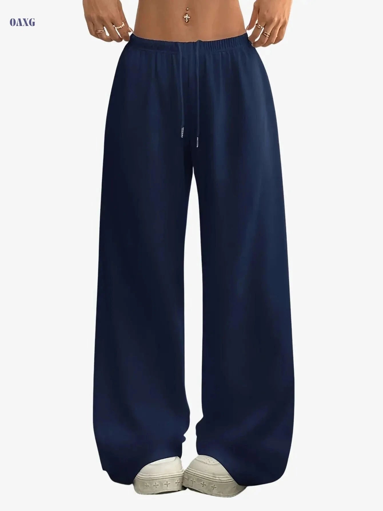 Women's Casual Wide-Leg Pants - Easy Front-Tie & Stretch Fit   OAXG 