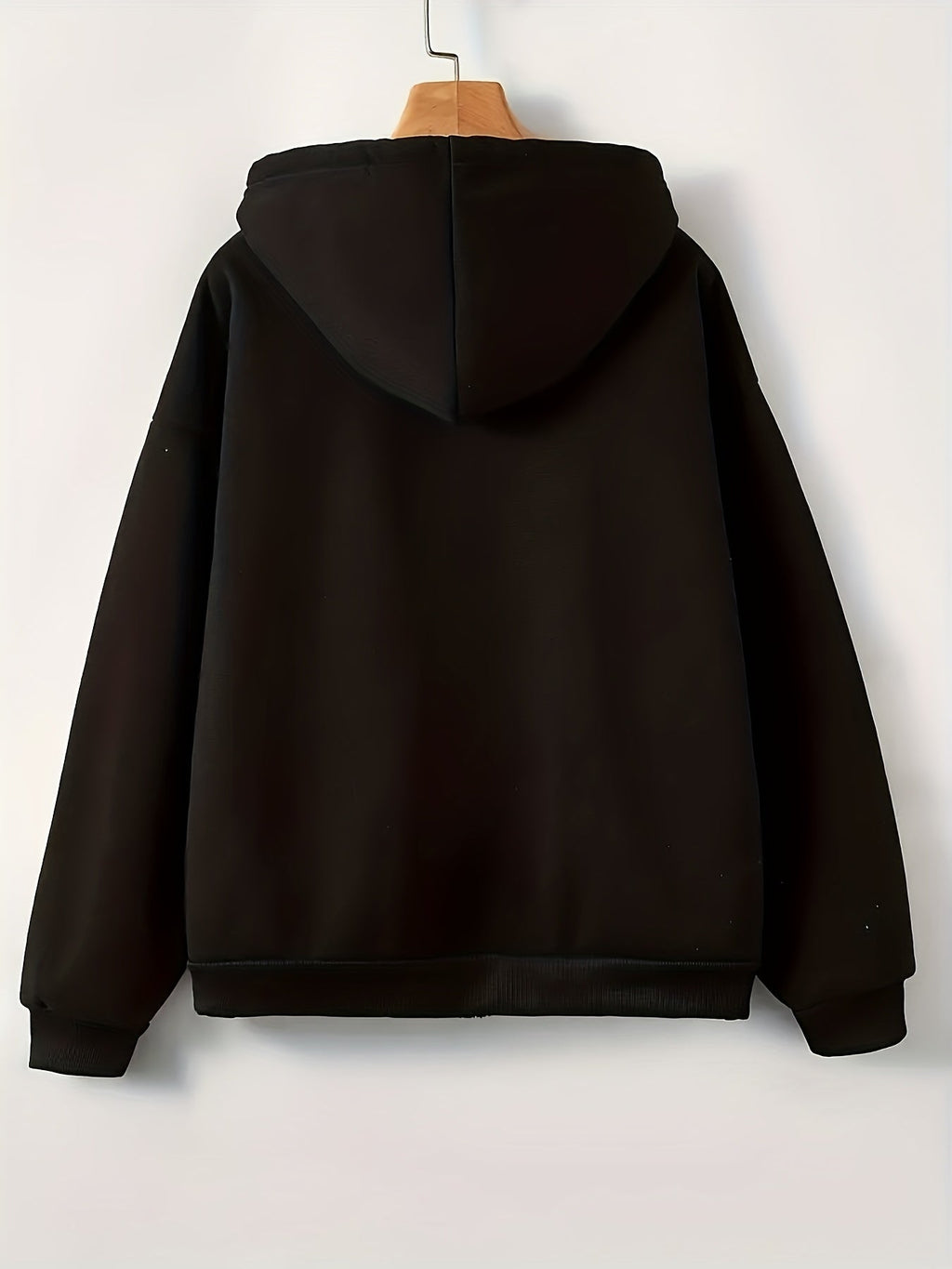 Women'S Casual Zip-Up Hoodie, Printed Letter Pattern Sweatshirt, Machine Washable Comfortable Lining, Warm Pullover Sweatshirt for Autumn And Winter, Cute Design, Comfortable to Wear   OAXG Black / S