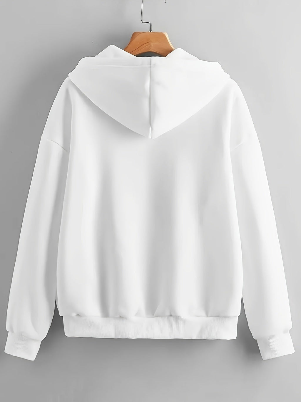 Women's Casual Zip-Up Hoodie with Footprint Print, Machine Washable Comfort Lining, Warm Autumn and Winter Sweatshirt, Cute Design, Comfortable Wear   OAXG White / S