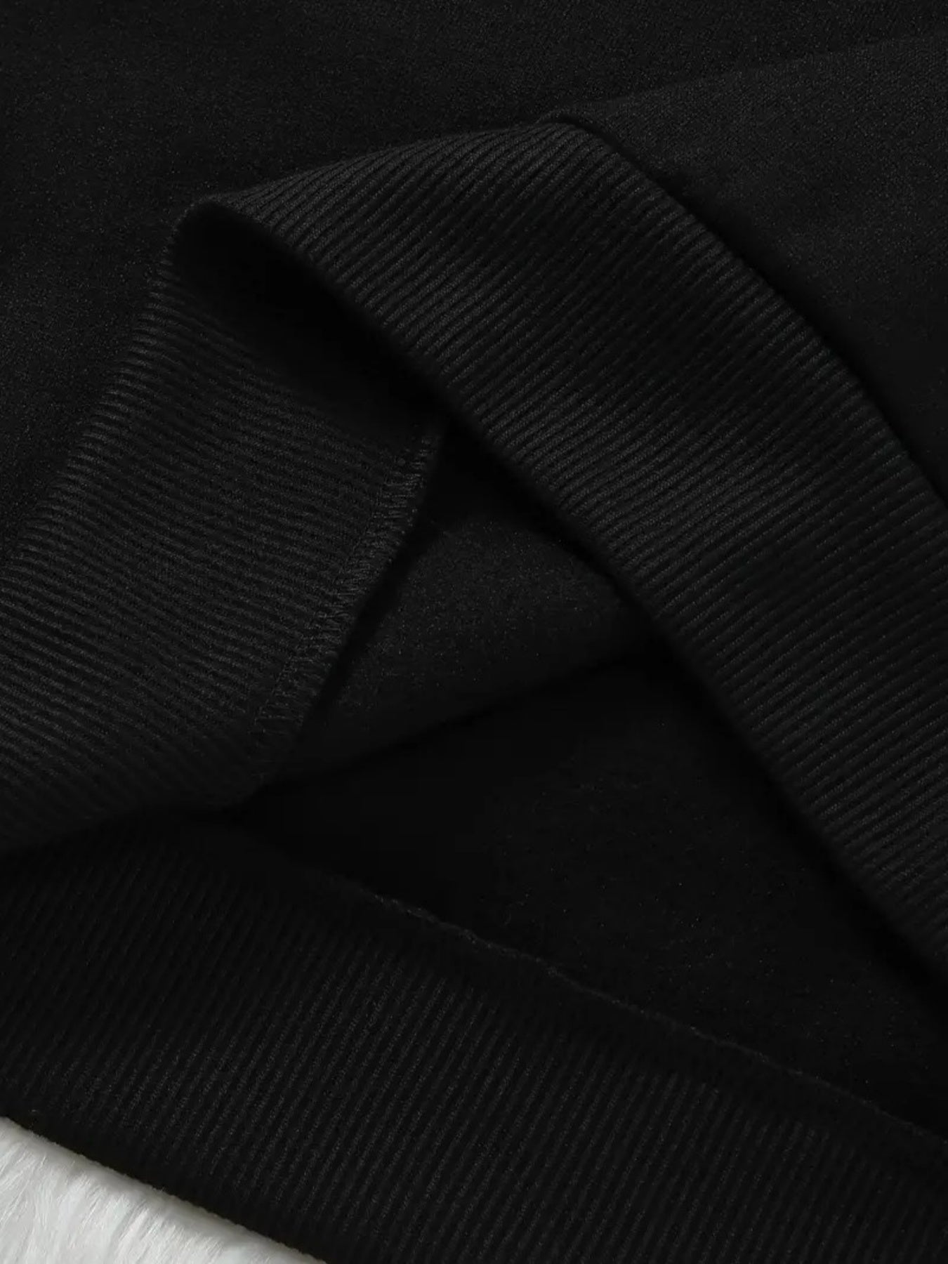 Women's Casual Zip-Up Hoodie with Letter Print, Machine Washable Comfort Lining, Warm Autumn/Winter Sweatshirt, Cute Design, Comfortable Wear   OAXG Black / S