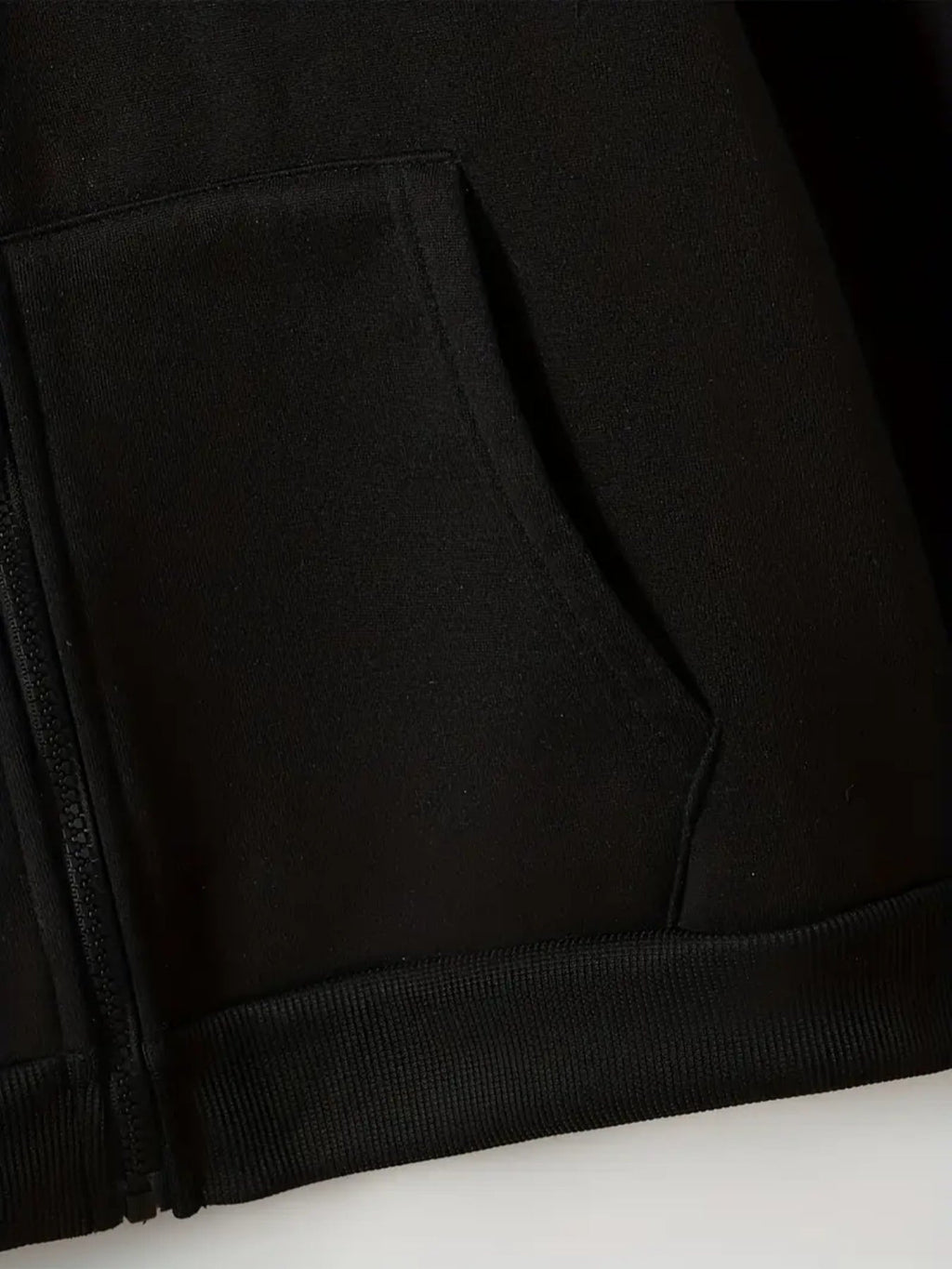 Women's Casual Zip-Up Hoodie with Letter Print, Machine Washable Comfort Lining, Warm Autumn/Winter Sweatshirt, Cute Design, Comfortable Wear   OAXG Black / S