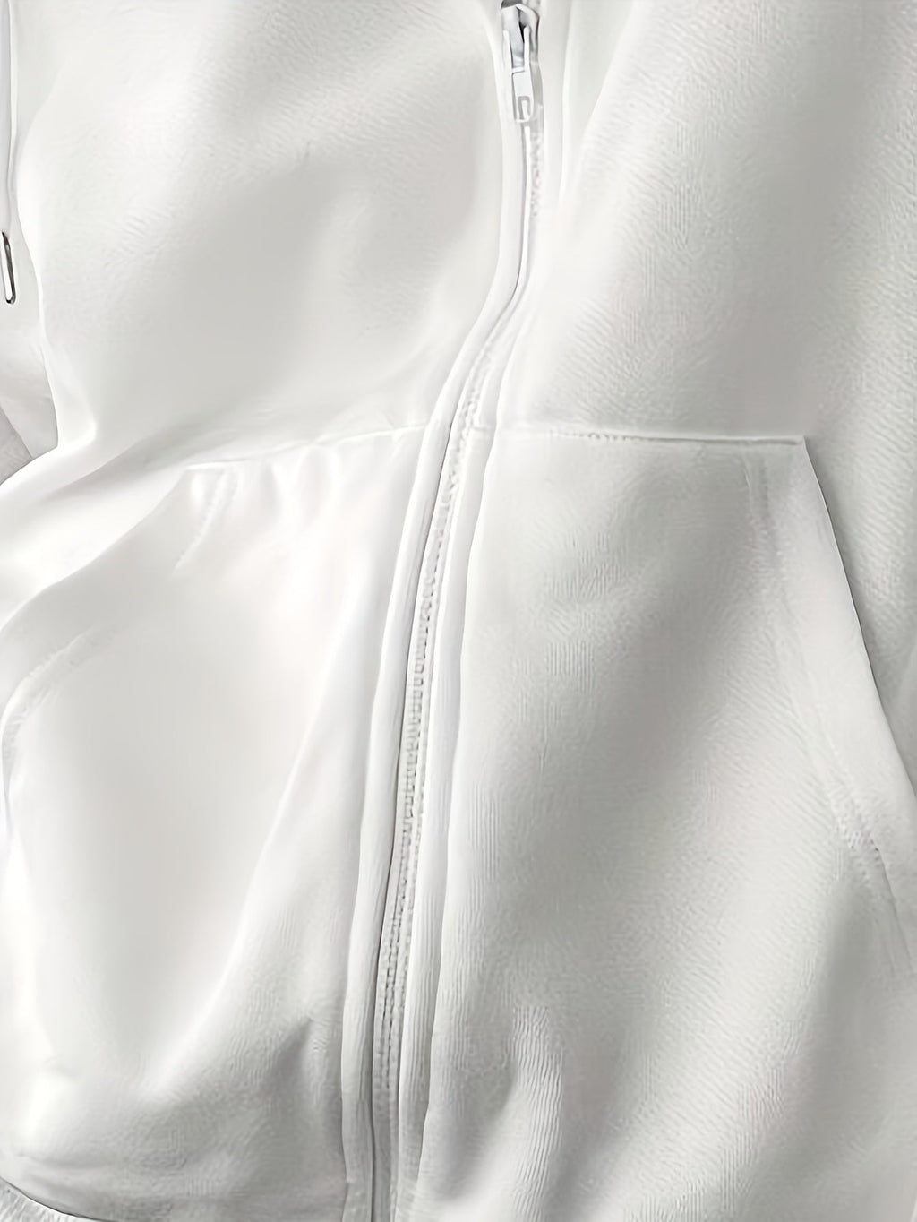 Women's Casual Zip-Up Hoodie with Letter Print, Machine Washable Comfort Lining, Warm Autumn/Winter Sweatshirt, Cute Design, Comfortable Wear   OAXG White / S