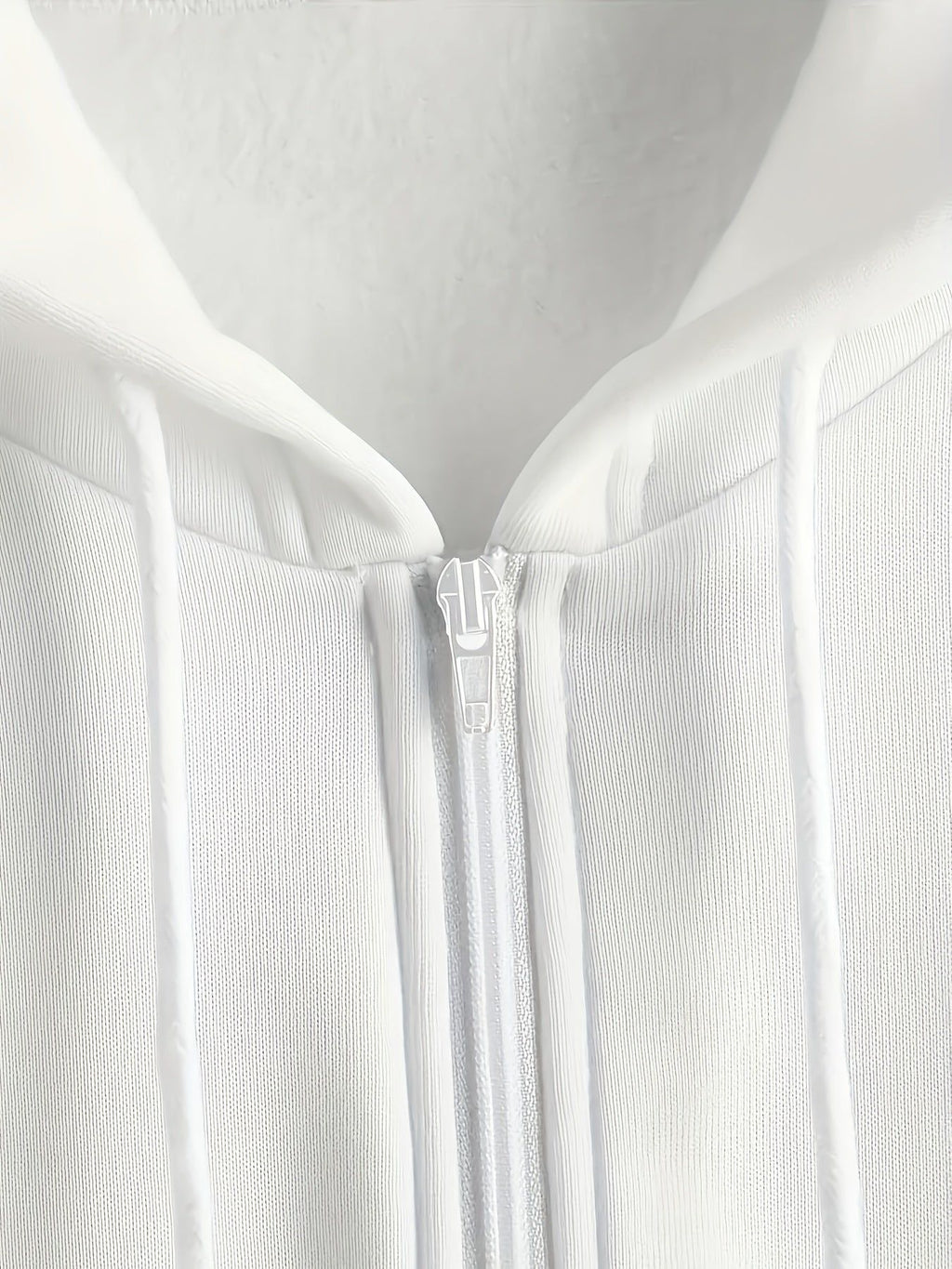 Women's Casual Zip-Up Hoodie with Letter Print, Machine Washable Comfort Lining, Warm Autumn/Winter Sweatshirt, Cute Design, Comfortable Wear   OAXG White / S