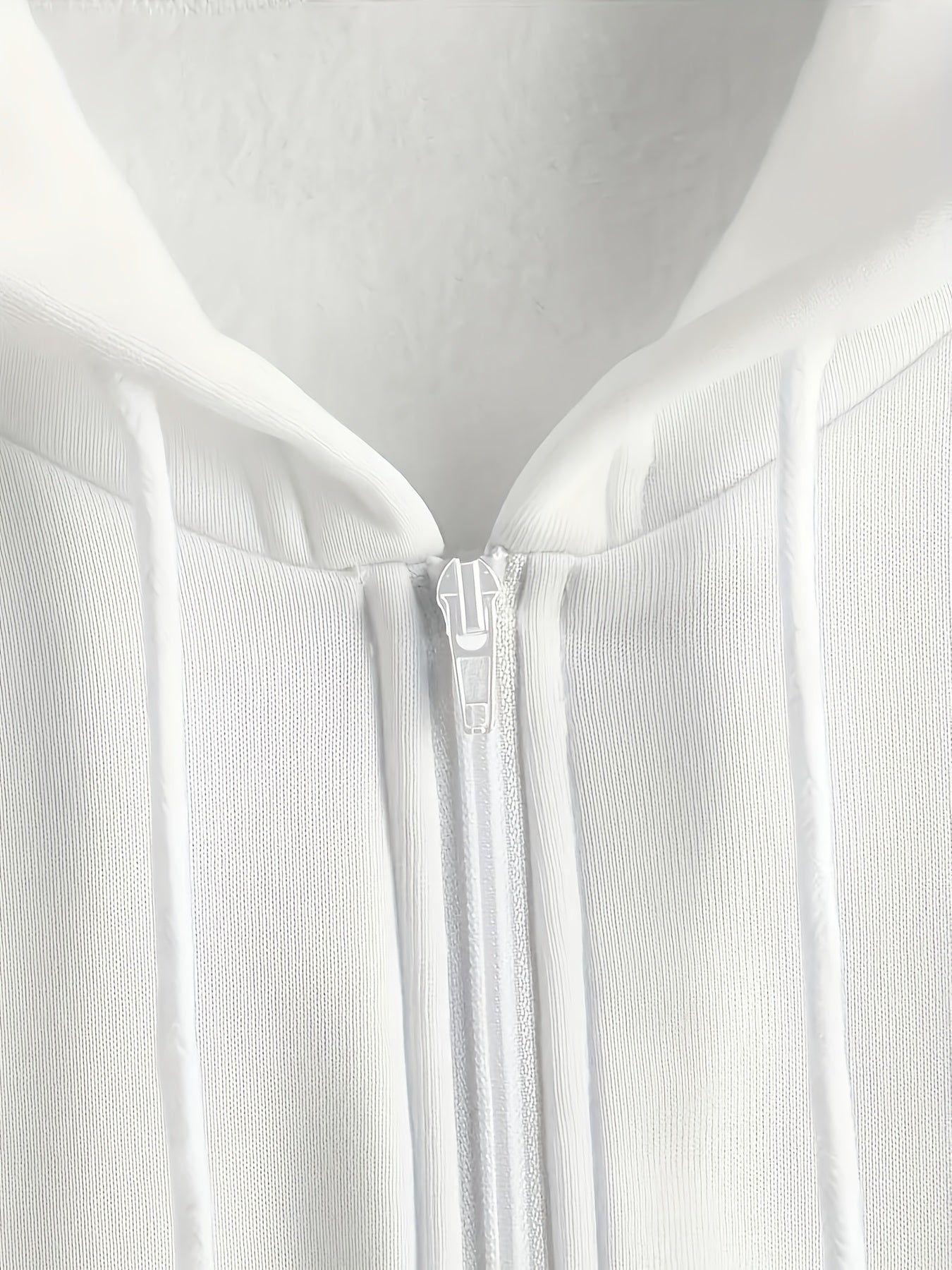 Women's Casual Zip-Up Hoodie with Letter Print, Machine Washable Comfort Lining, Warm Autumn/Winter Sweatshirt, Cute Design, Comfortable Wear   OAXG White / S