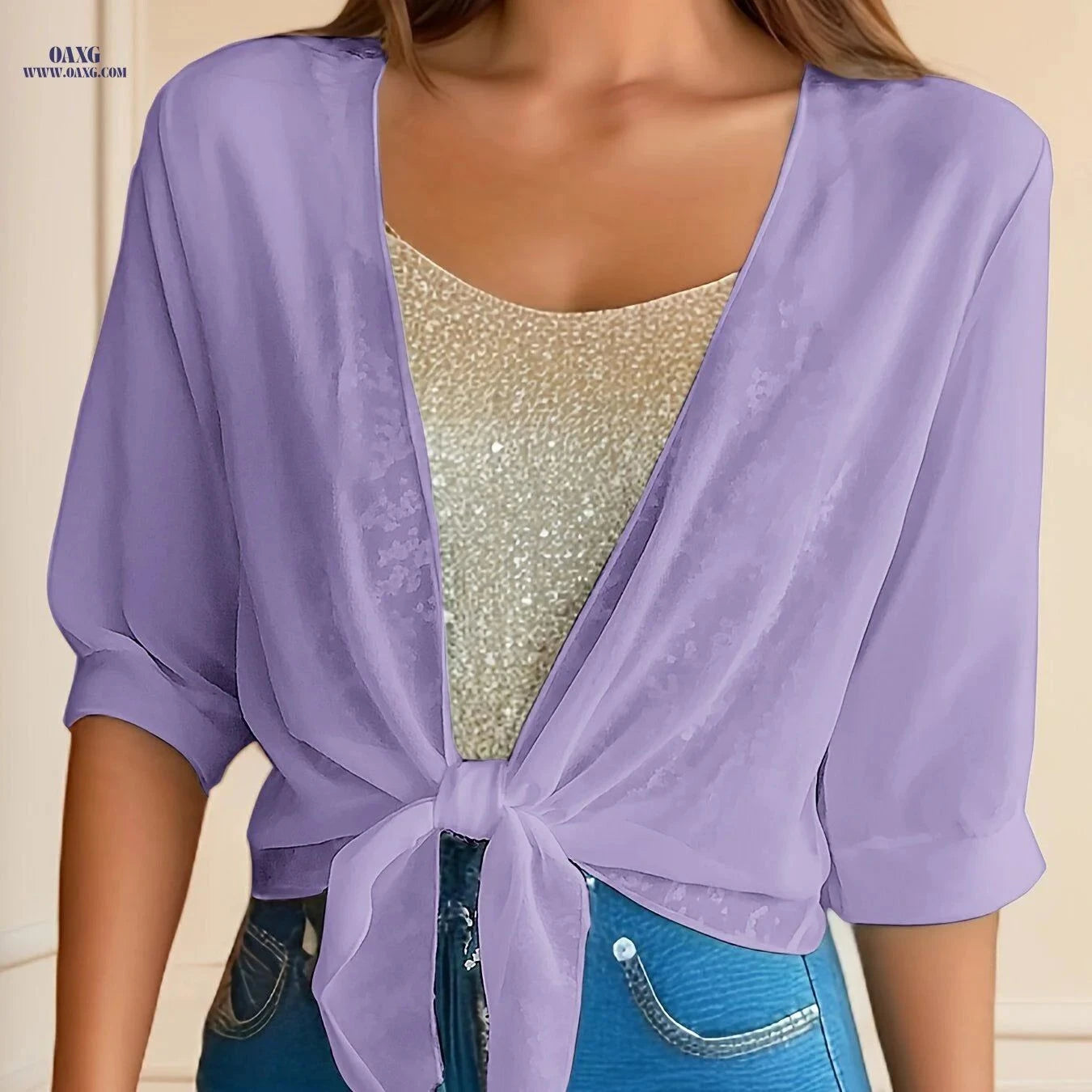 Women’s Chiffon Shawl Jacket - V-Neck Lightweight Cardigan for Summer   OAXG White / S