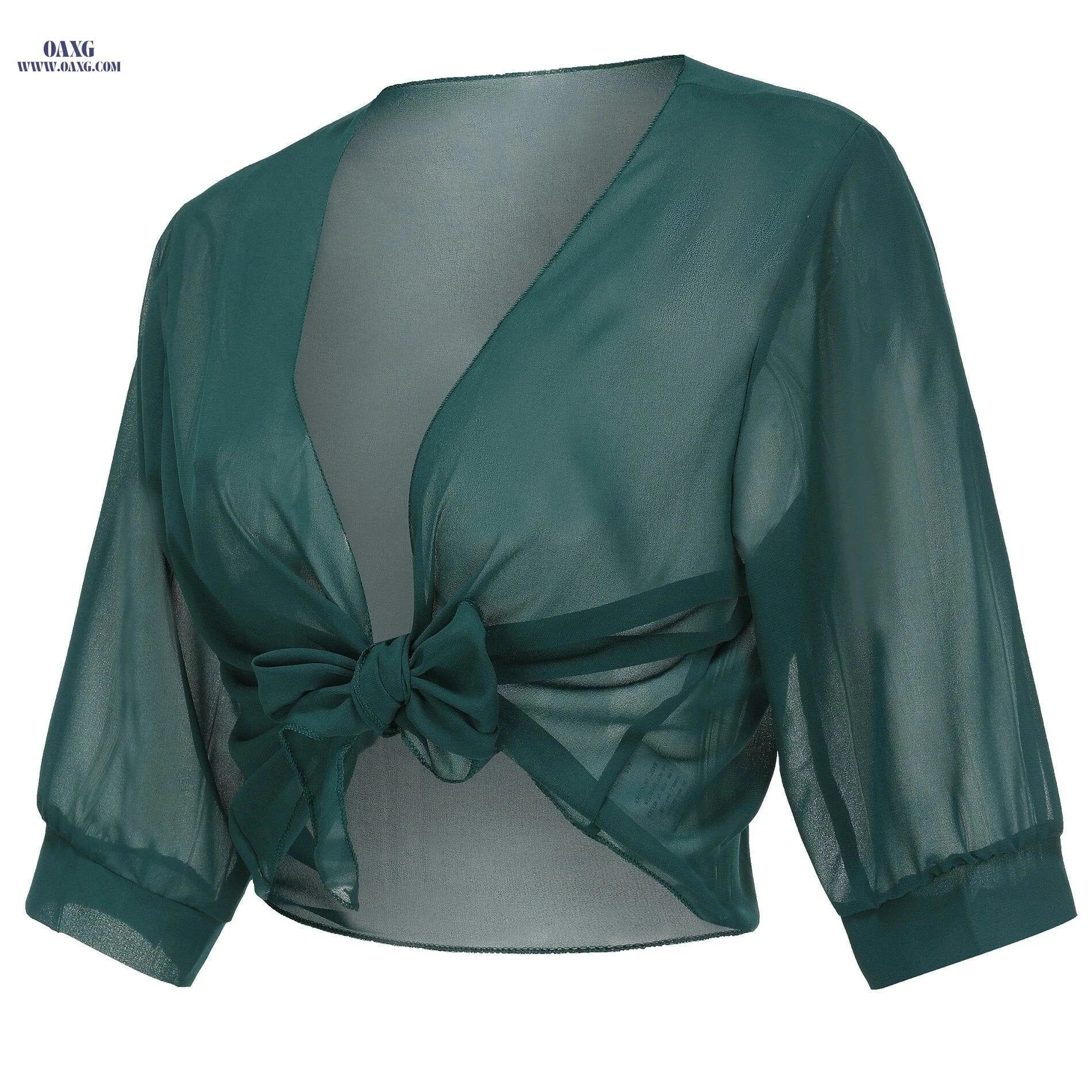 Women’s Chiffon Shawl Jacket - V-Neck Lightweight Cardigan for Summer   OAXG White / S