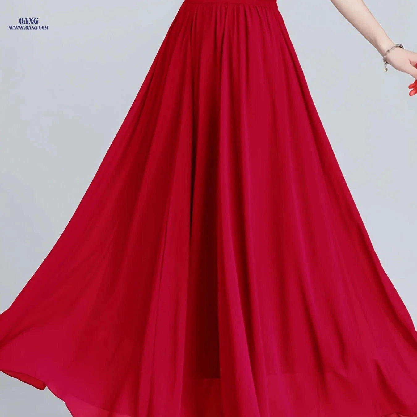 Women's Chiffon Skirt - Stretchy High-Waisted Flared A-Line Maxi Dress   OAXG Purple / S