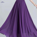Women's Chiffon Skirt - Stretchy High-Waisted Flared A-Line Maxi Dress   OAXG Purple / S
