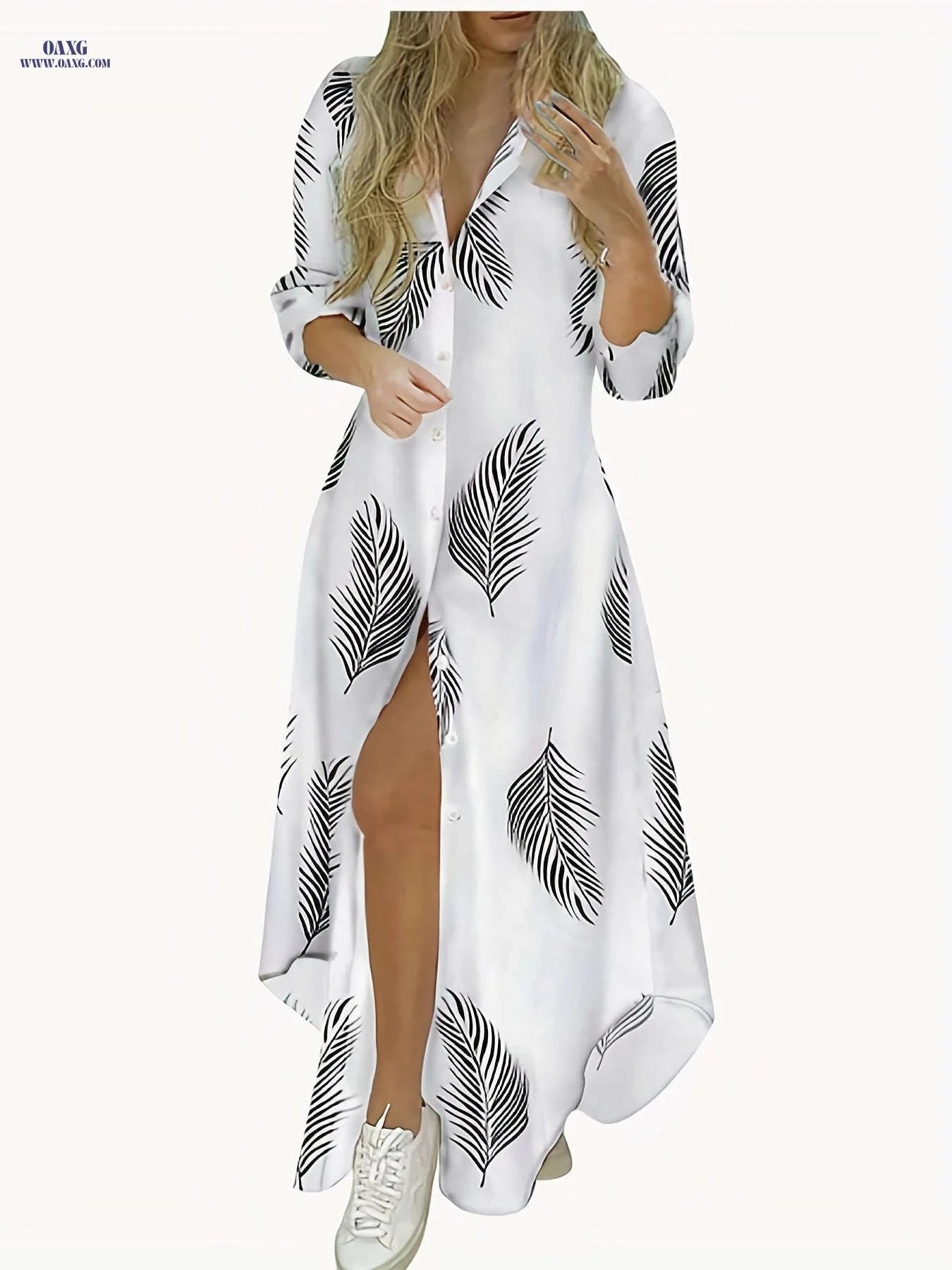 Women's Color Block Striped Shirt Dress - Casual Long Sleeve Style   OAXG 