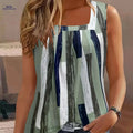Women's Color Block Tank Top - Casual Square Neck for Summer   OAXG 