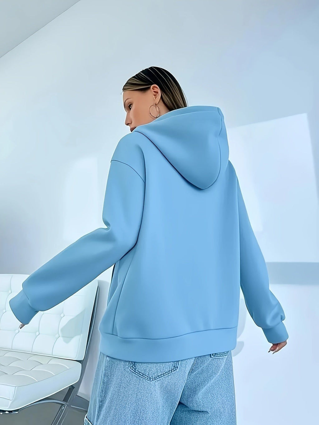 Women's Comfort Fleece Lined Hoodie - Solid Long Sleeve with Pocket   OAXG Blue / S
