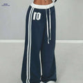 Women's Comfortable Black Joggers - High-Waisted, Loose Fit, Drawstring   OAXG 