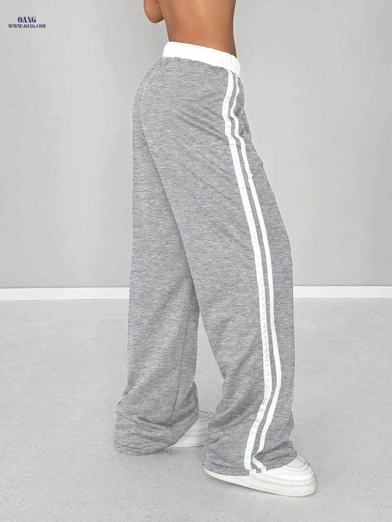Women's Comfortable Black Joggers - High-Waisted, Loose Fit, Drawstring   OAXG Navy Blue / XS