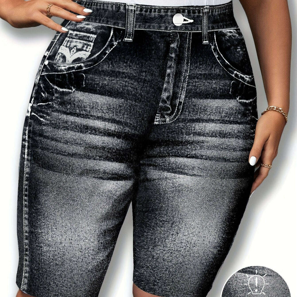 Women's Comfortable Stretchy Denim Shorts - Black & White Washed Style   OAXG 
