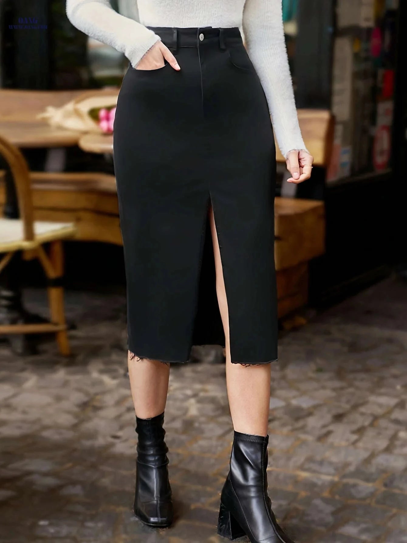 Women's Denim A-Line Skirt - Stretchy, Regular Fit for All Seasons   OAXG 