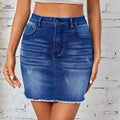 Women's Denim Mini Skirt - Casual Style, Medium Stretch Fabric   OAXG 