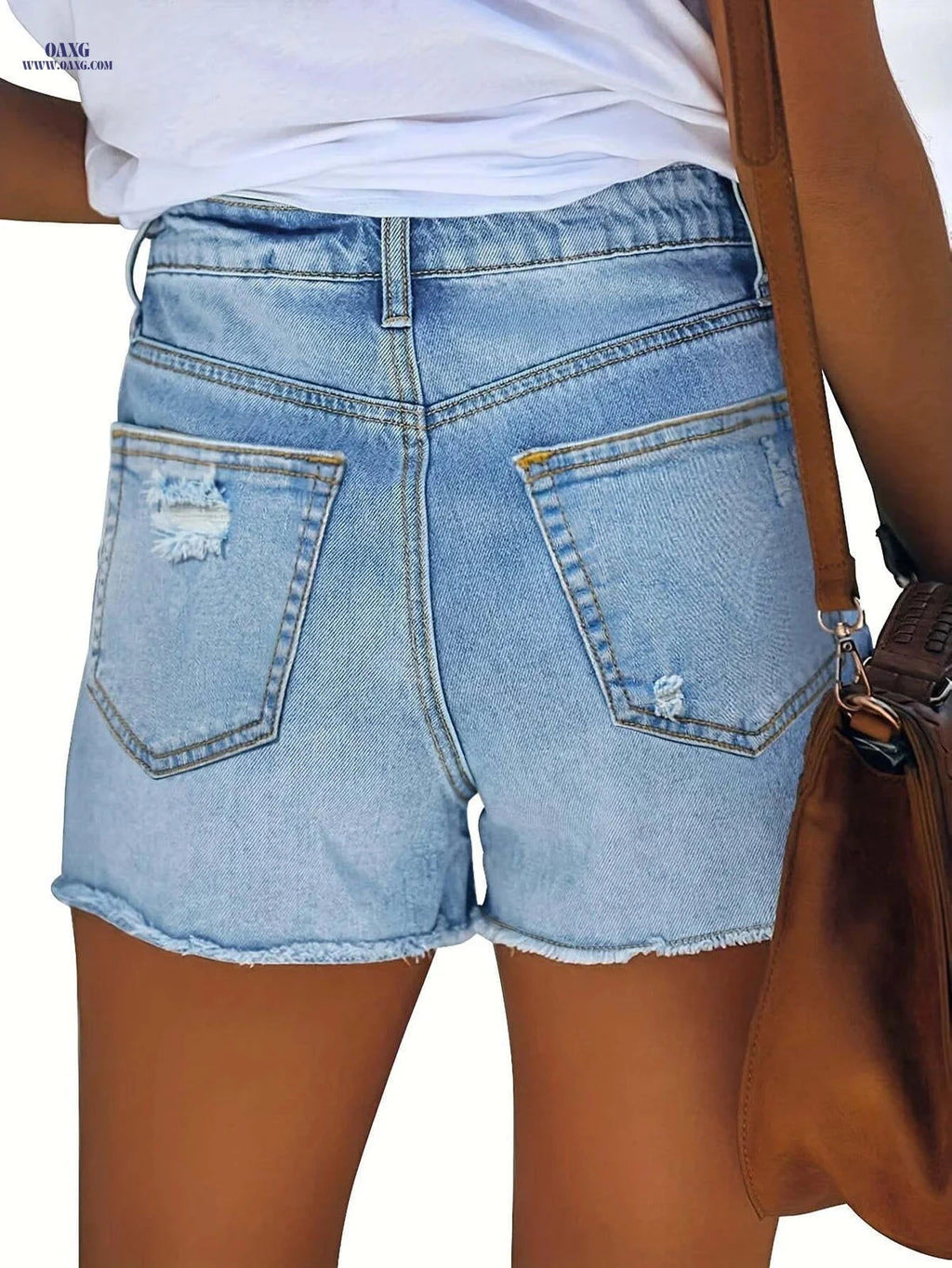 Women's Distressed Raw Hem Shorts - Sexy Stretchy Fashionable Fit   OAXG 