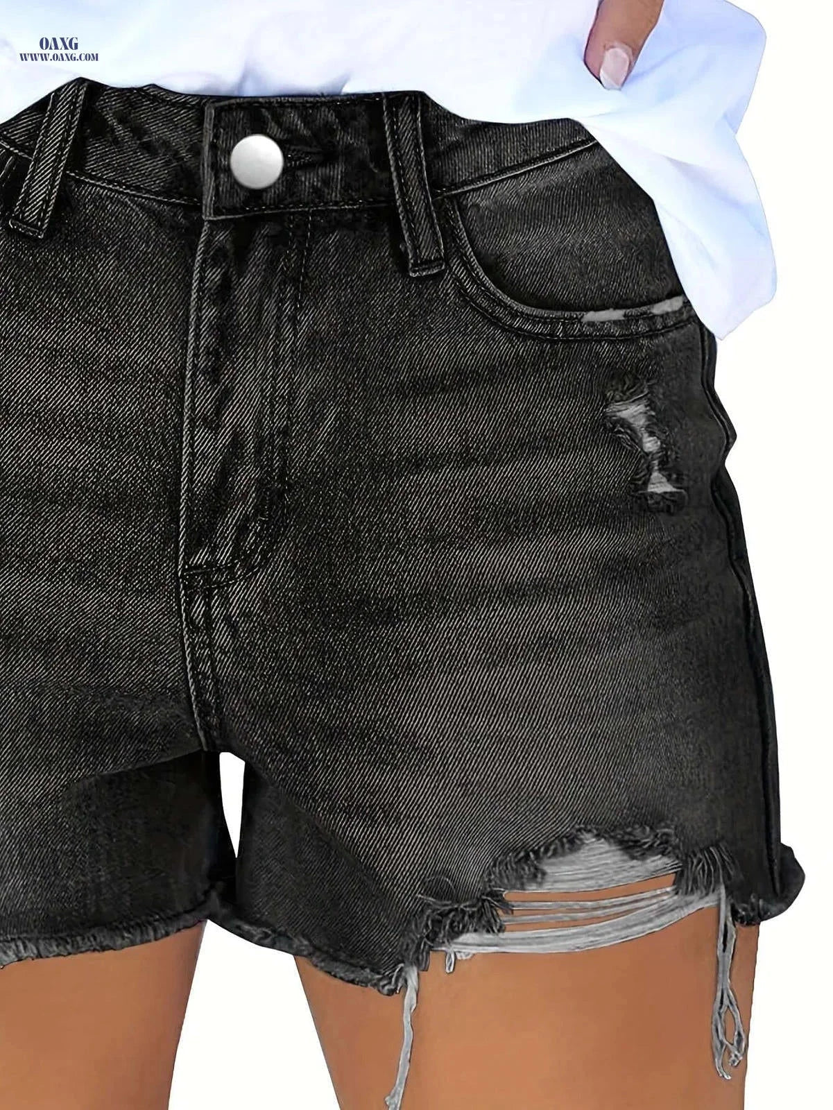 Women's Distressed Raw Hem Shorts - Sexy Stretchy Fashionable Fit   OAXG 