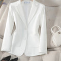 Women's Double-Pocket Blazer - Elegant Button-Front with Lapel   OAXG White / XS