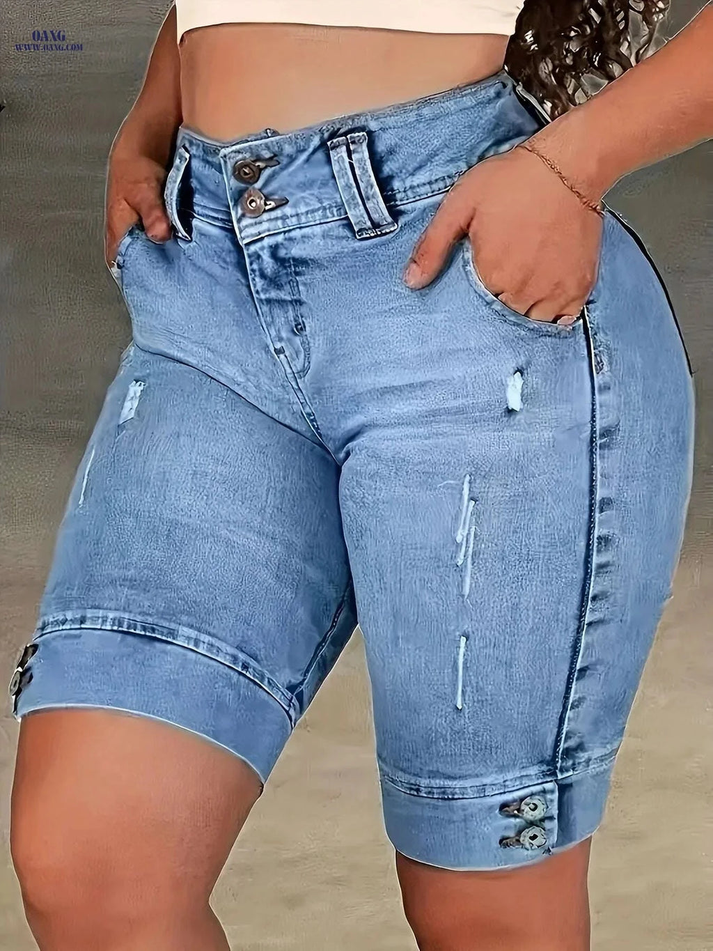 Women’s Elastic Waist Bermuda Shorts - Casual Stretchy Style   OAXG 