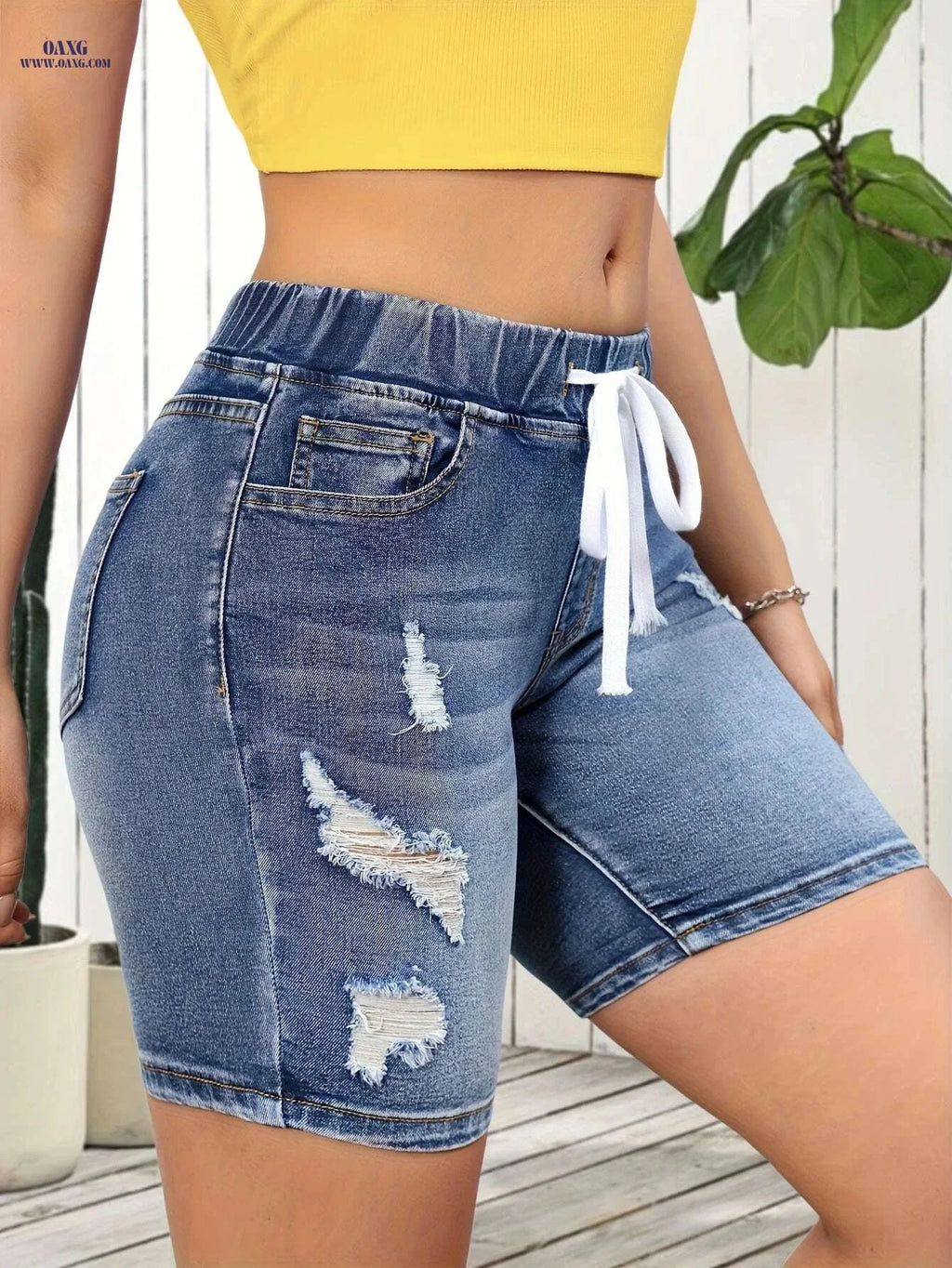 Women's Elastic Waistband Shorts - Stylish Casual & Formal Summer Wear   OAXG 