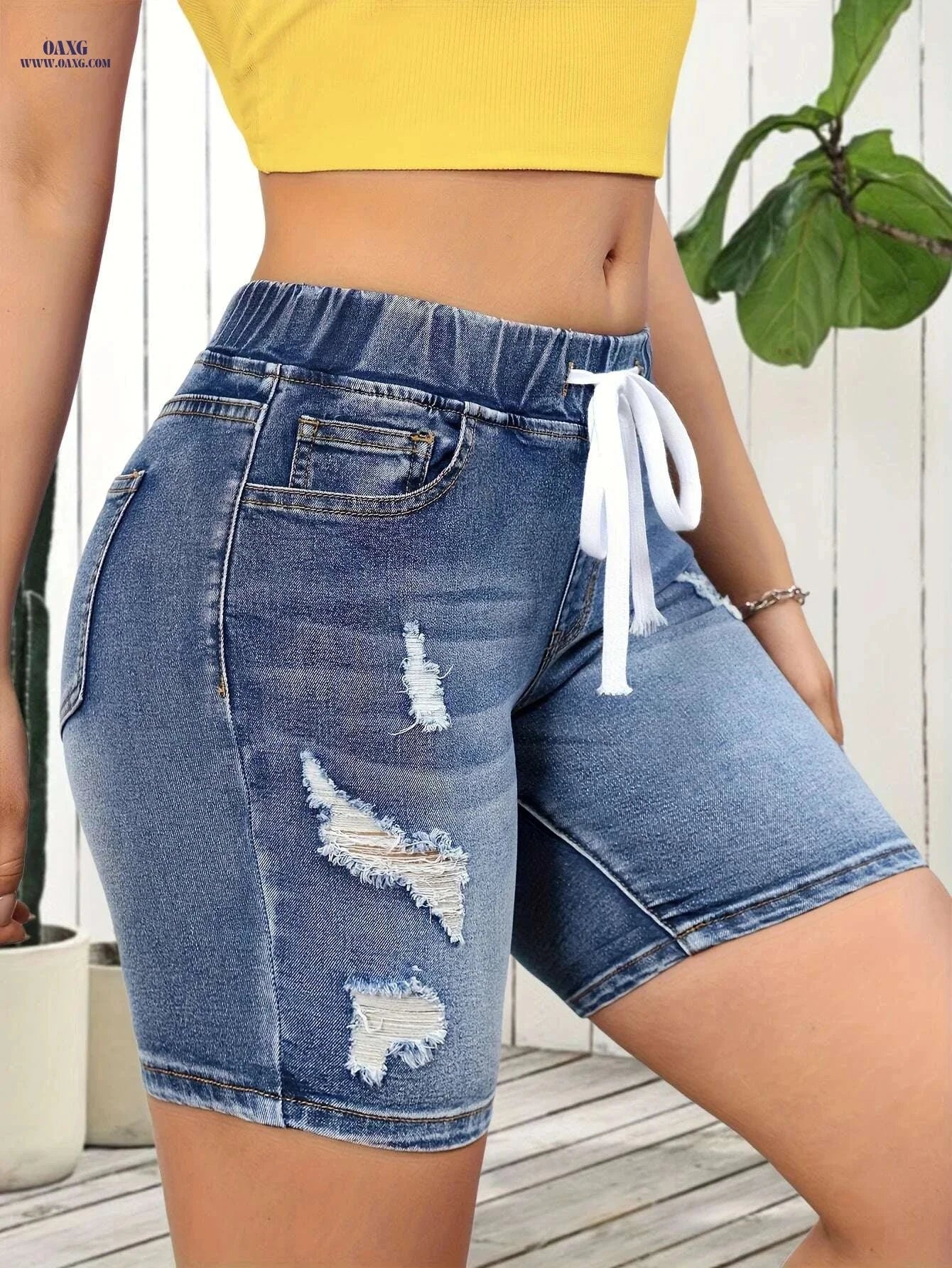 Women's Elastic Waistband Shorts - Stylish Casual & Formal Summer Wear   OAXG 
