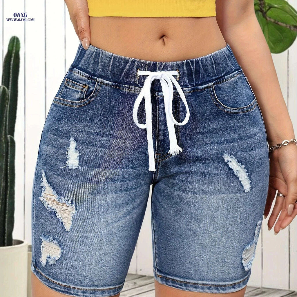 Women's Elastic Waistband Shorts - Stylish Casual & Formal Summer Wear   OAXG 