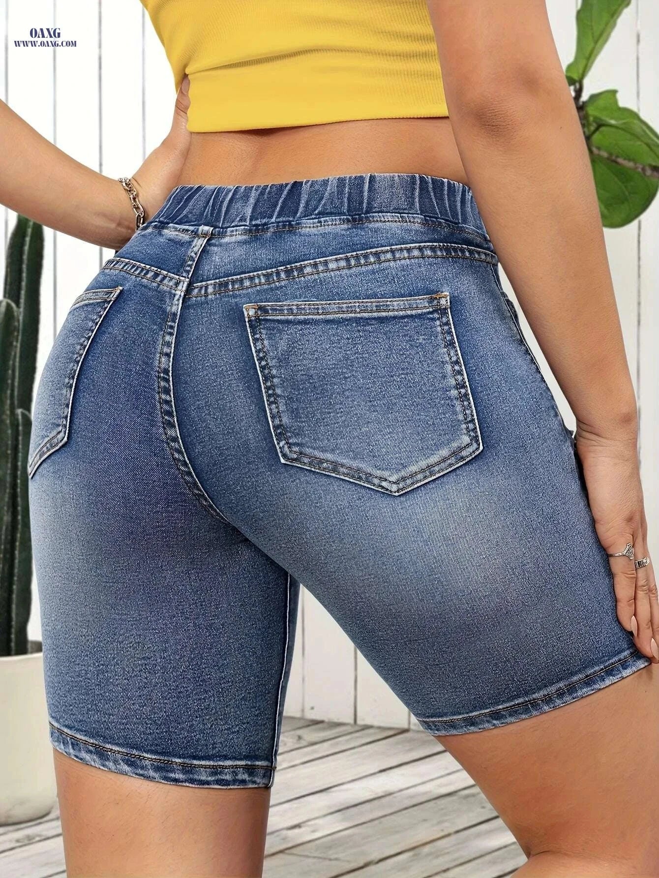 Women's Elastic Waistband Shorts - Stylish Casual & Formal Summer Wear   OAXG 
