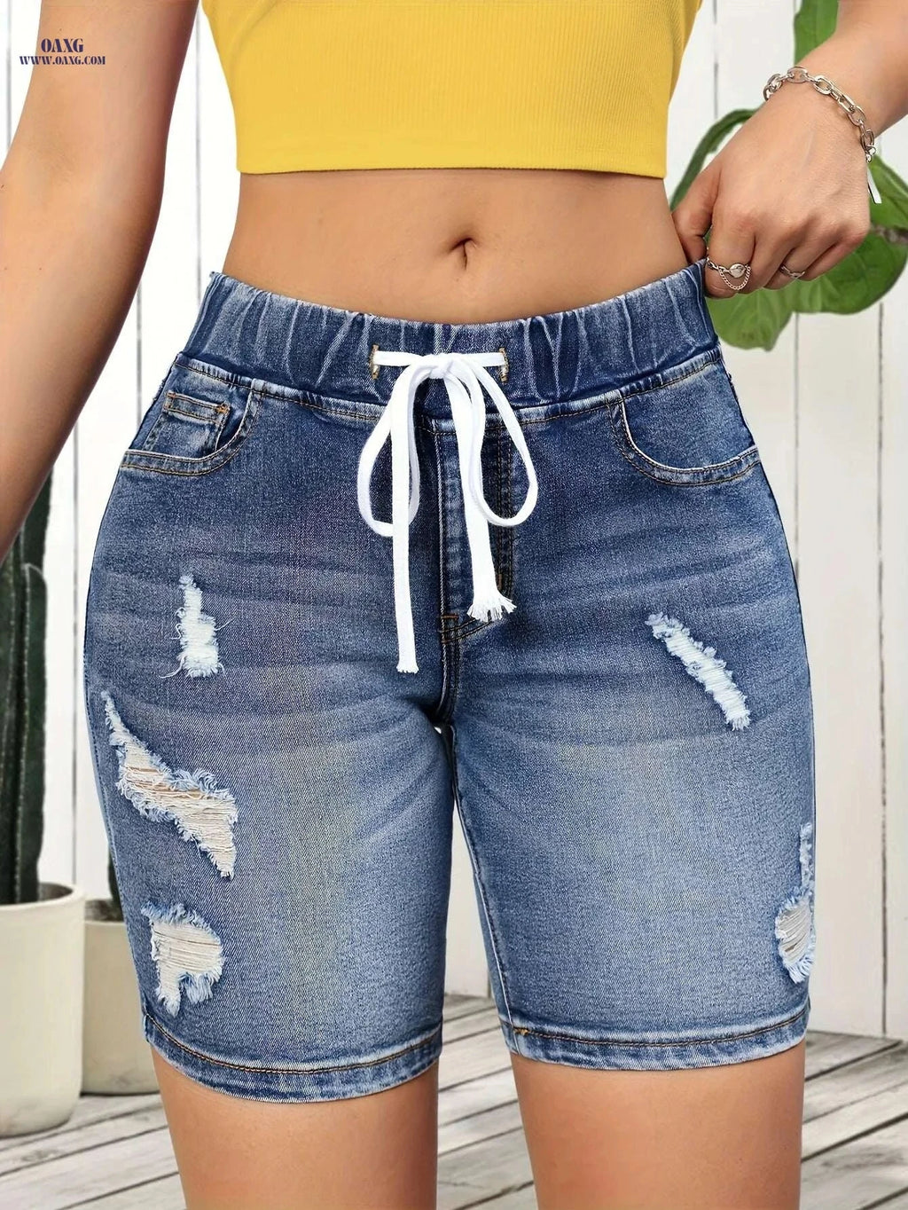 Women's Elastic Waistband Shorts - Stylish Casual & Formal Summer Wear   OAXG 