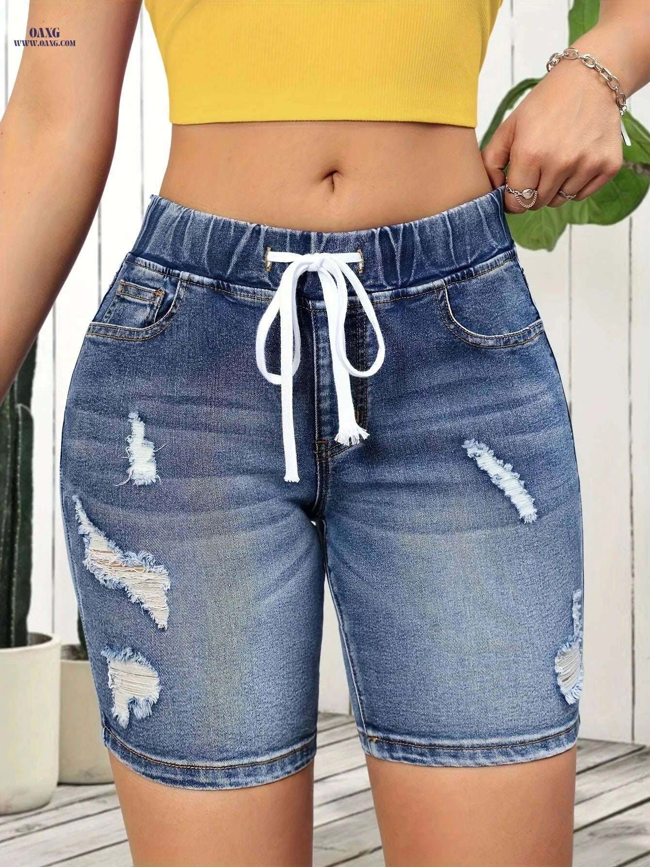 Women's Elastic Waistband Shorts - Stylish Casual & Formal Summer Wear   OAXG 