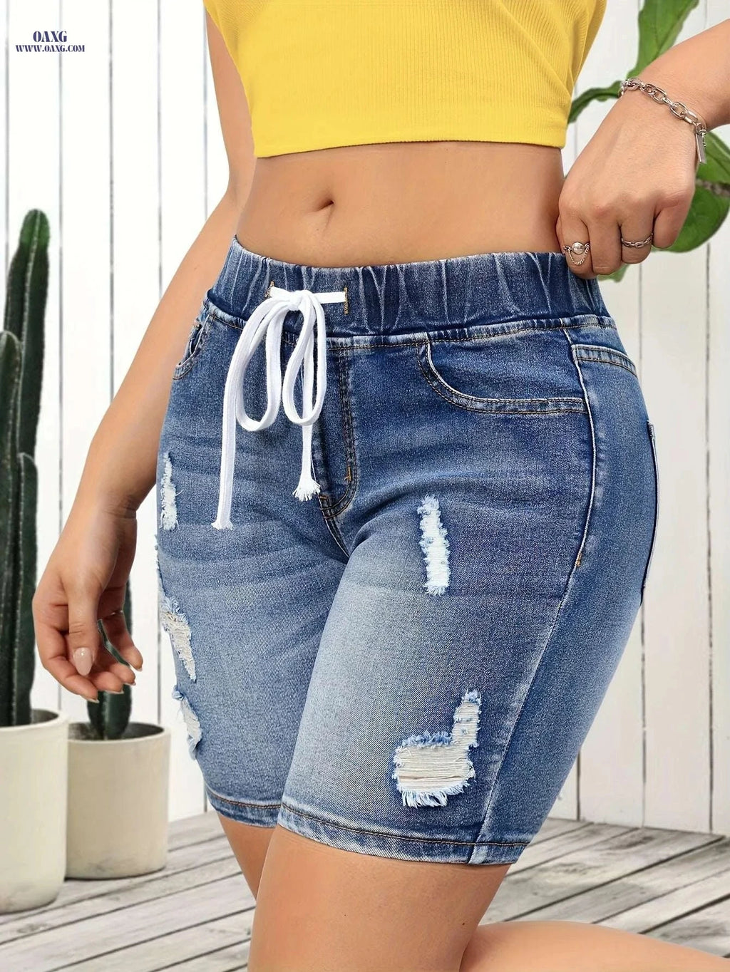 Women's Elastic Waistband Shorts - Stylish Casual & Formal Summer Wear   OAXG 