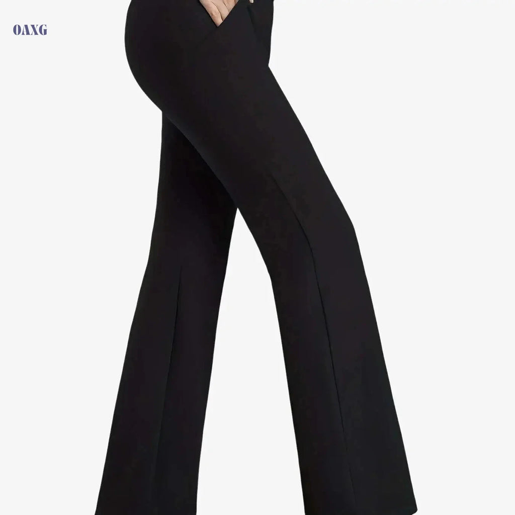 Women's Elastic Yoga Flare Pants - Lifted Fit for Activewear   OAXG Black / S