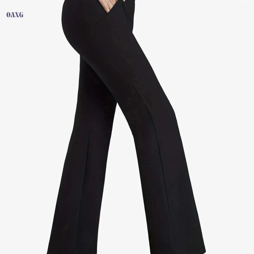 Women's Elastic Yoga Flare Pants - Lifted Fit for Activewear   OAXG Black / S