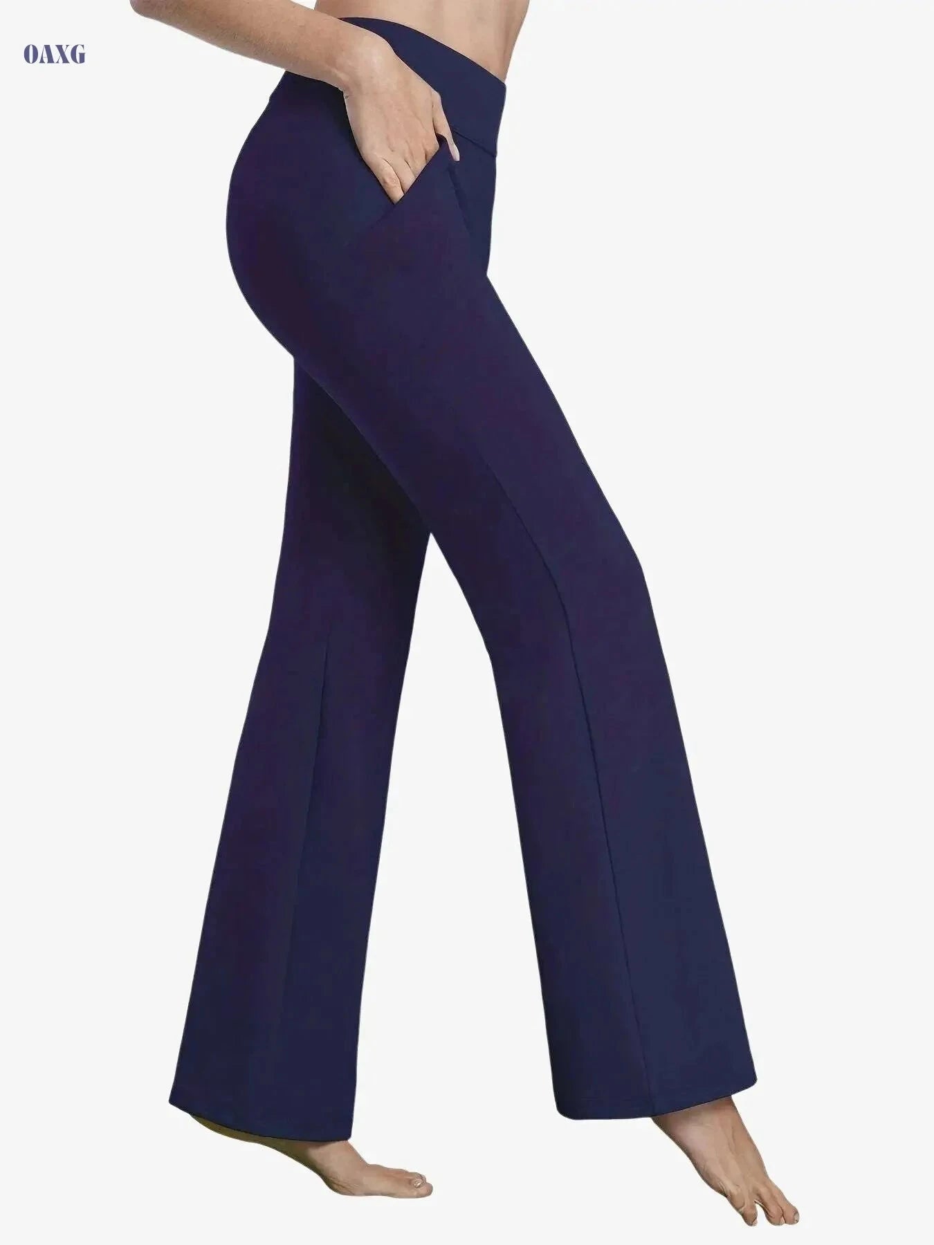 Women's Elastic Yoga Flare Pants - Lifted Fit for Activewear   OAXG Black / S