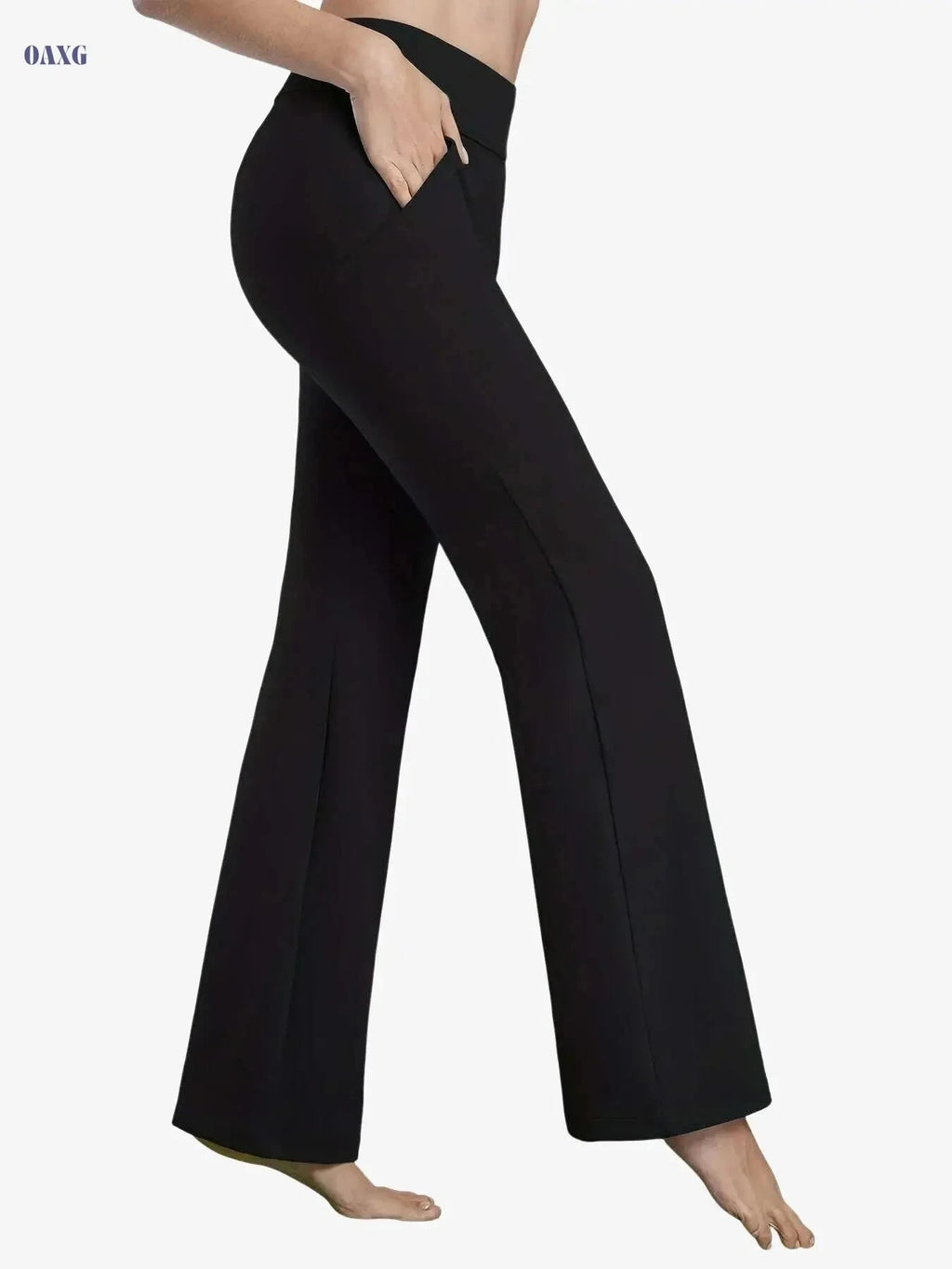 Women's Elastic Yoga Flare Pants - Lifted Fit for Activewear   OAXG Black / S