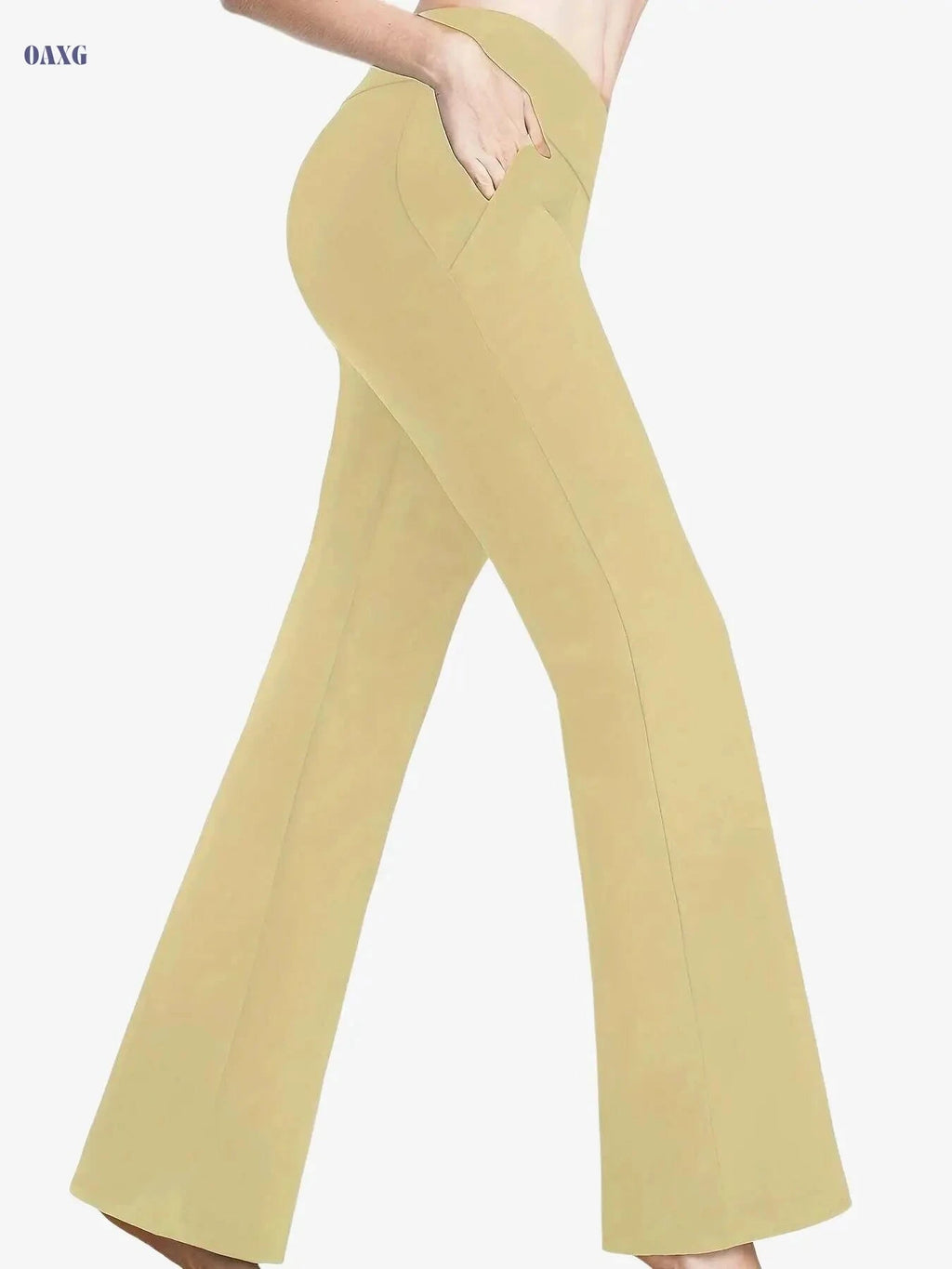 Women's Elastic Yoga Flare Pants - Lifted Fit for Activewear   OAXG 